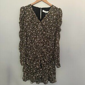 ASTR The Label Ruched Mini Dress Puff Sleeves Floral - NWT - Small